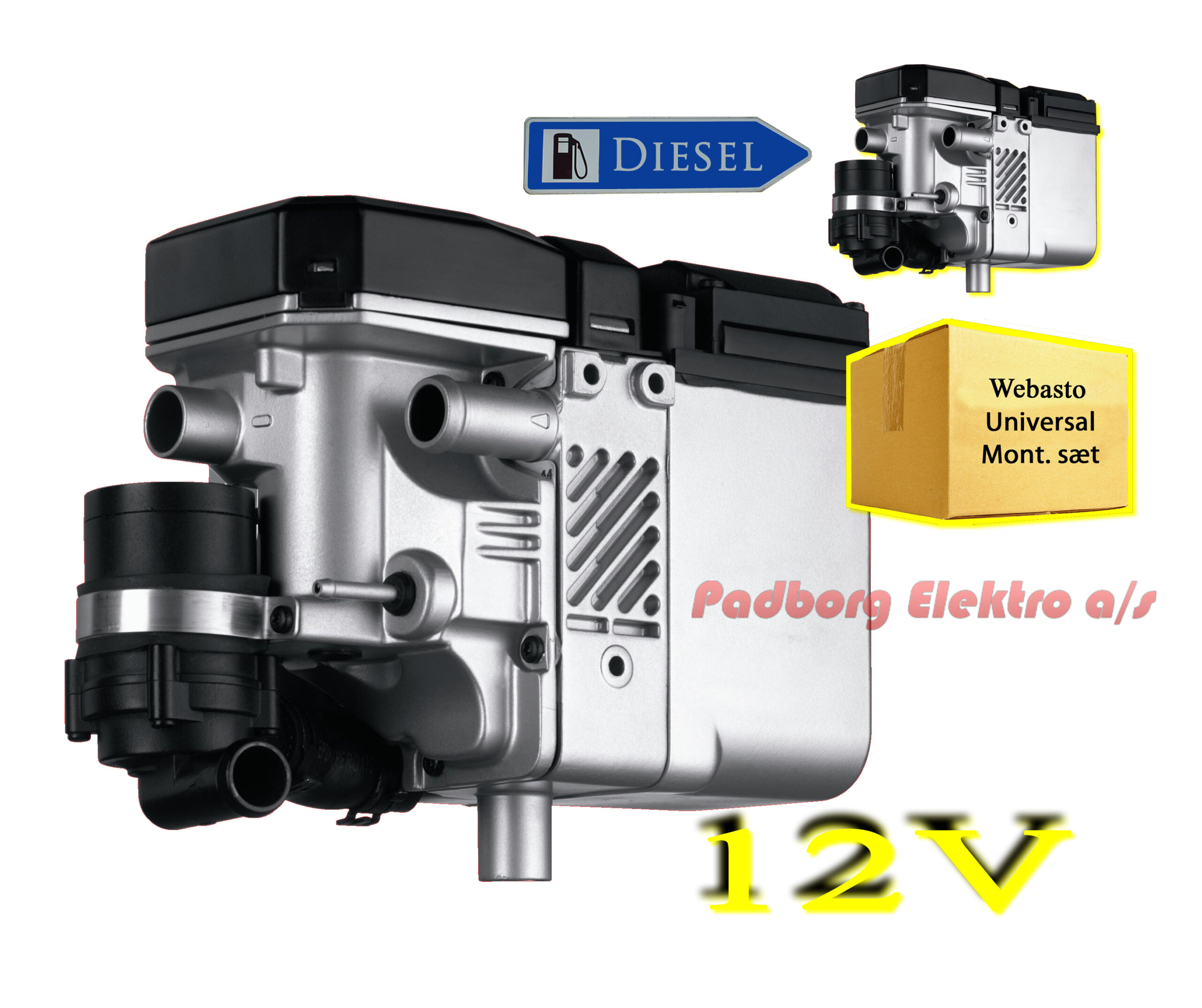 Webasto Thermo Top E diesel 12 volt 4 kw. bilvarmer fyr sæt.